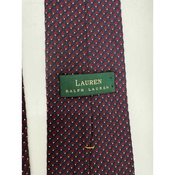 Lauren Ralph Lauren Tie Men Red Blue Silk Classic 4" Wide Designer Necktie USA - Picture 3 of 8